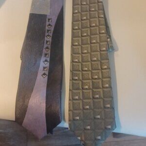 David Taylor Green Box & Purple Geometric Ties 2 Included in Sale